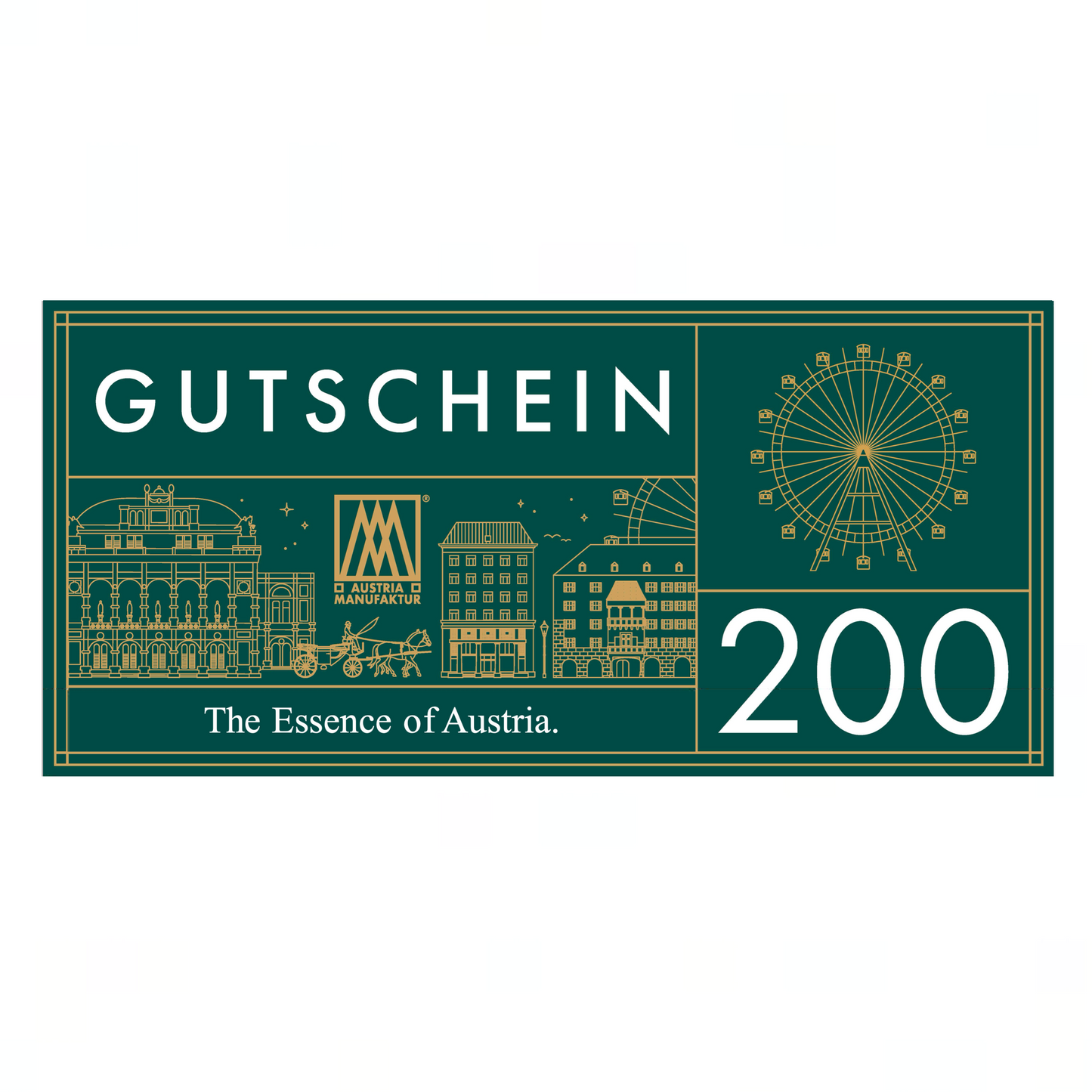 GUTSCHEIN mit hochwertigem Golddruck im goldenen Kuvert