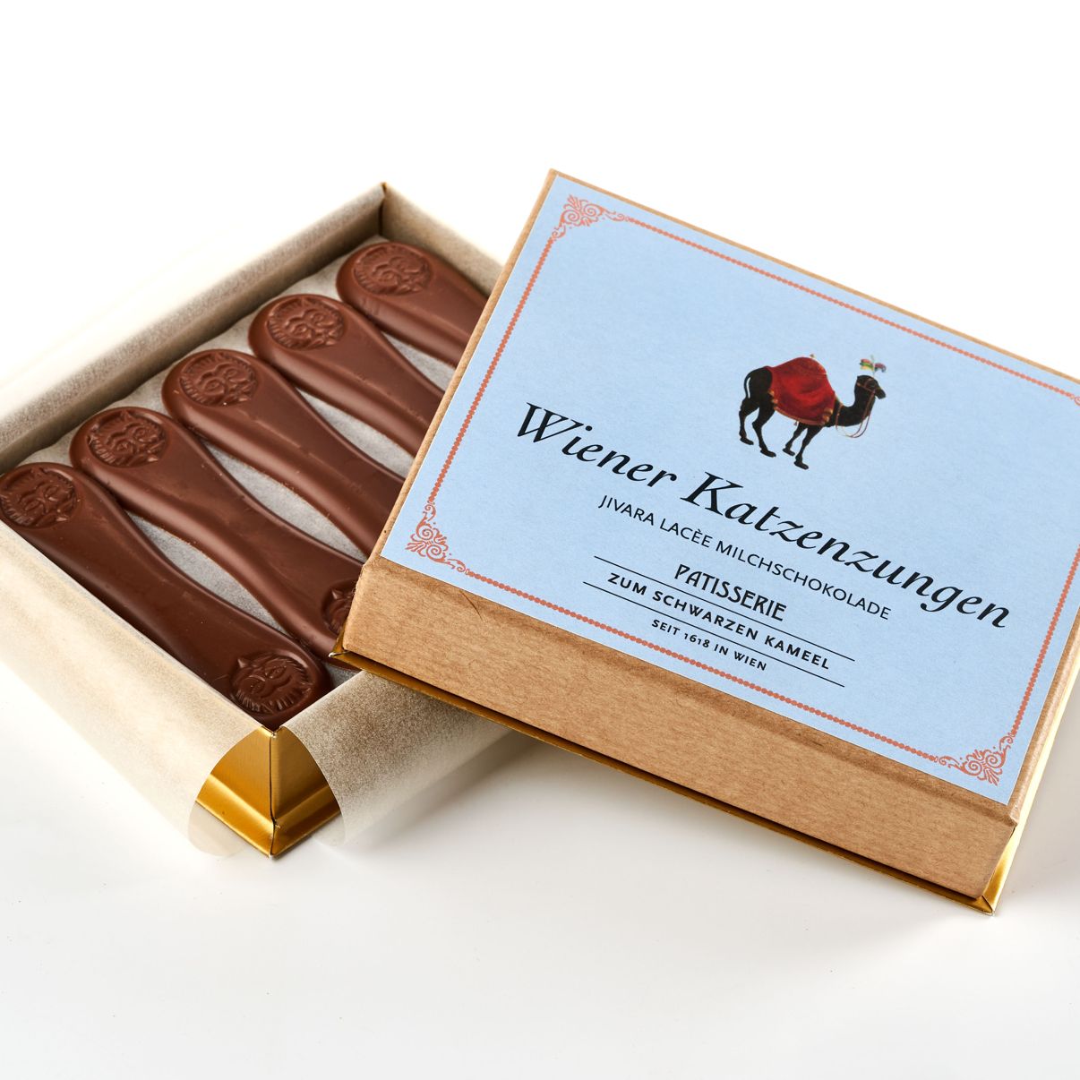 WIENER KATZENZUNGEN aus handgeschöpfter Jivara-Lacèe-Schokolade 80g