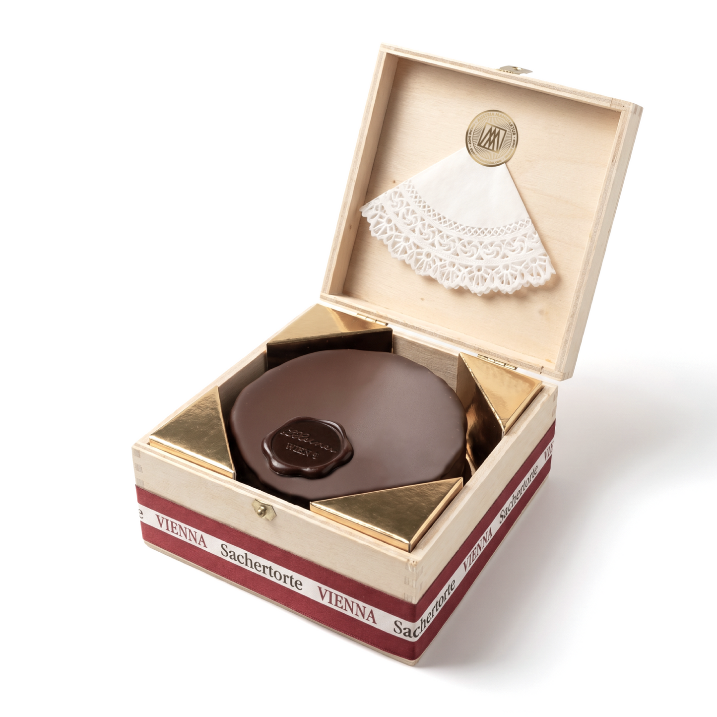 Wiener Sachertorte Piccolo - im exklusiven Holzkisterl