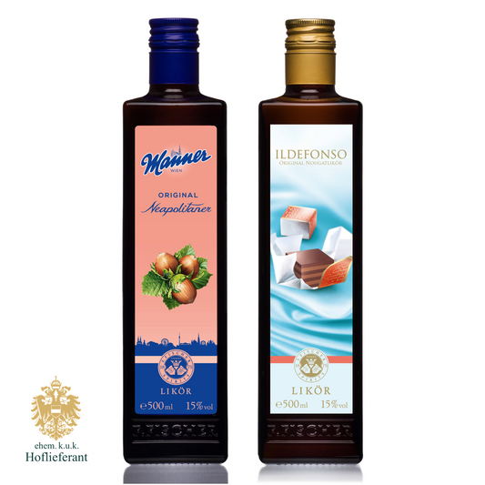 CREMIGES LIKÖR-DUETT im Holzkisterl 15% vol 2x0,5l
