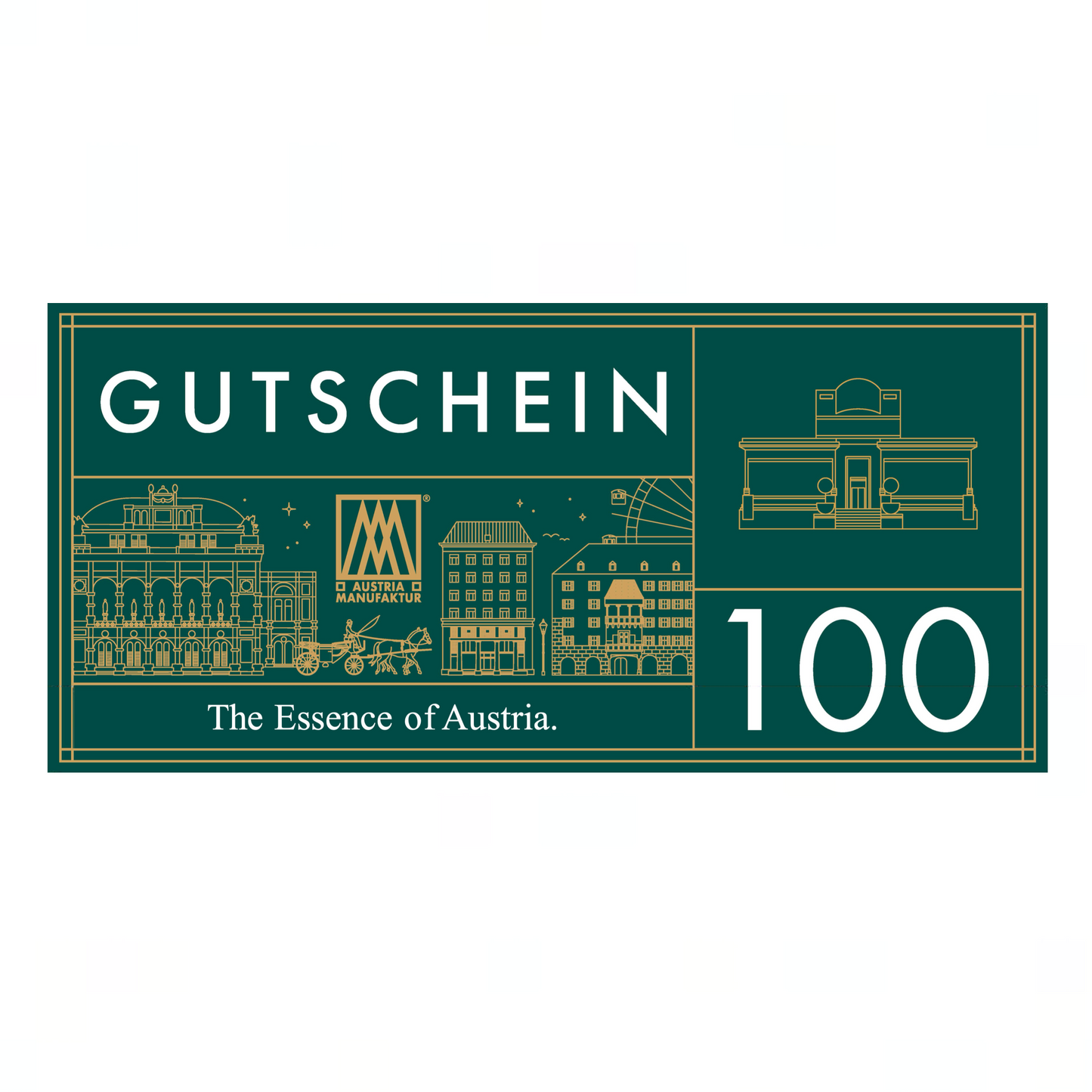 GUTSCHEIN mit hochwertigem Golddruck im goldenen Kuvert