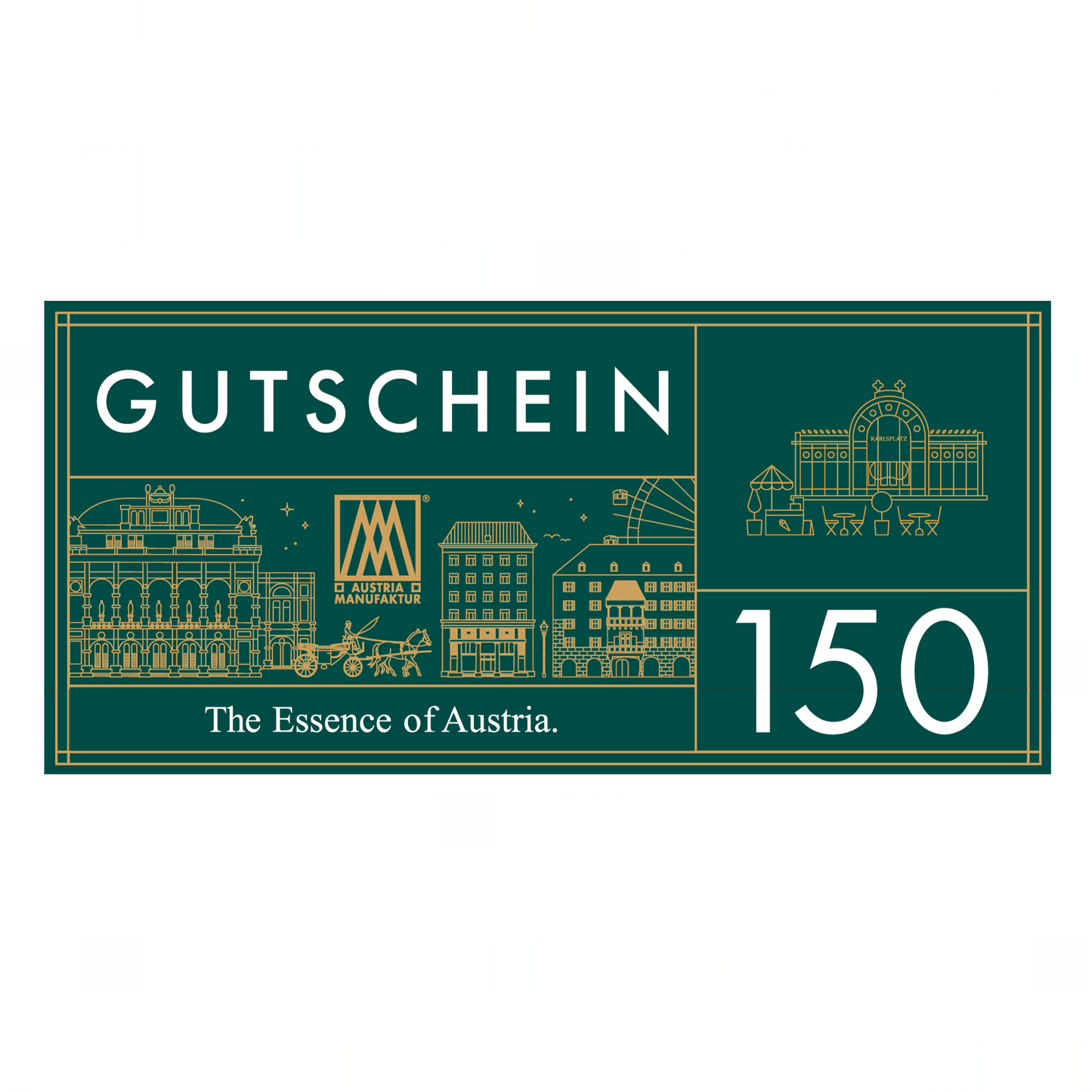 GUTSCHEIN mit hochwertigem Golddruck im goldenen Kuvert