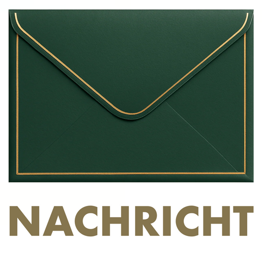 Persönliche Nachricht auf grün-goldener Postkarte