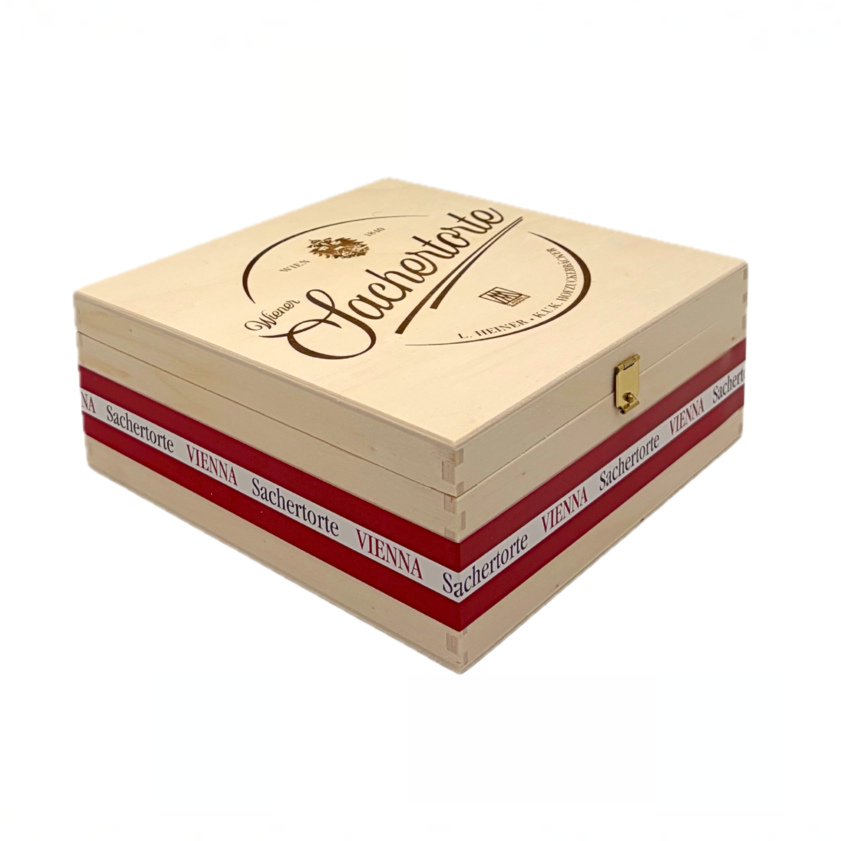 Wiener Sachertorte (500g, 6 Portionen) im traditionelle Holzkisterl